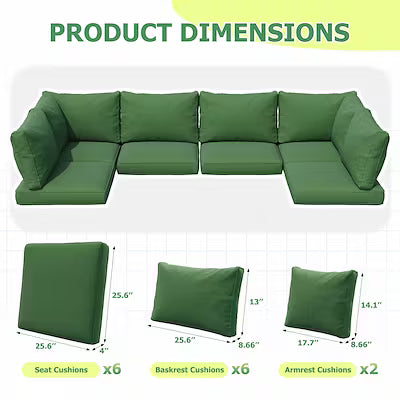 Replacement outdoor seat cushions for 4 and 6-seat sectional sofas
