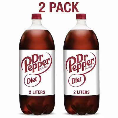 Diet Soda Pop, 2 L Bottle, 2 Pack