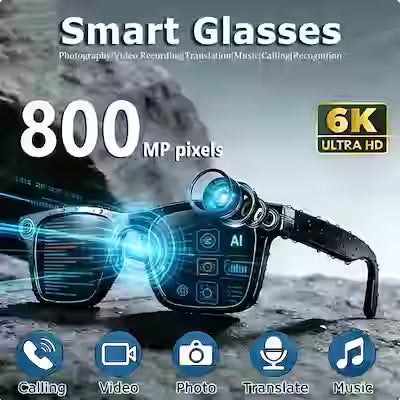 AI Smart Glasses with 8MP Camera and Real-Time Translation