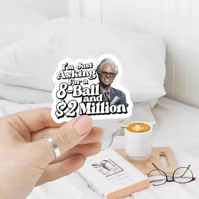Funny Sticker with Eight-Ball and Money Theme