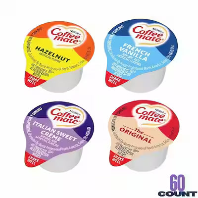 Coffee Mate Liquid Creamer Singles – Variety Pack of 60 Servings (4 Flavors)