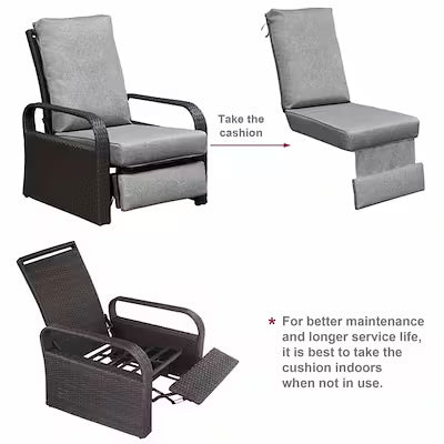 5-inch thick waterproof replacement cushion for outdoor recliner chairs with UV fade-resistant cover