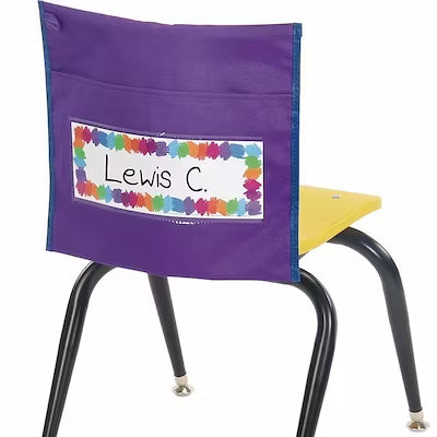 Classic Classroom Chair Pockets Set of 6 in Purple and Blue