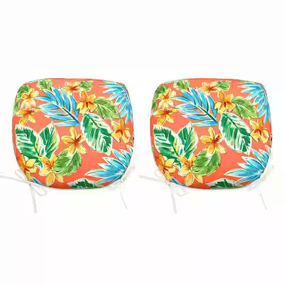 Set of 4 outdoor patio chair cushions with water-repellent foam cores and ties