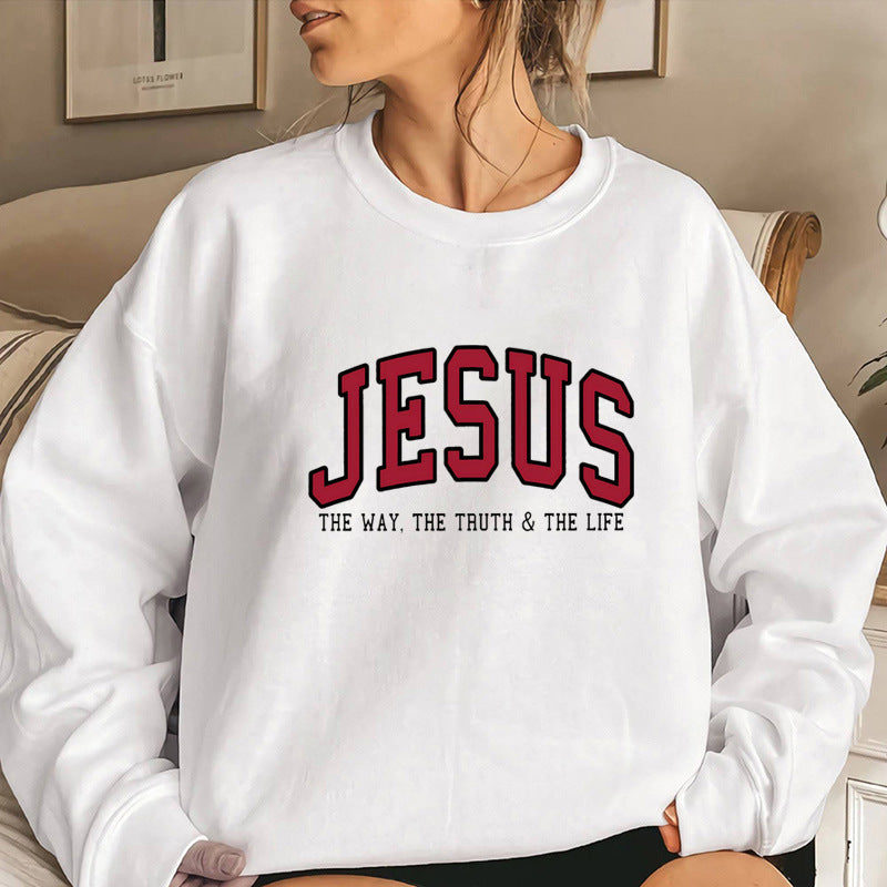 Chic Letter Print Cotton Pullover Sweatshirt