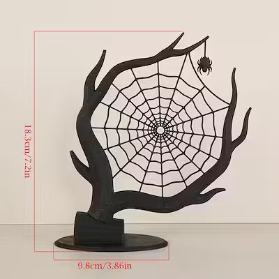 Dark gothic spider web jewelry rack with dead tree display