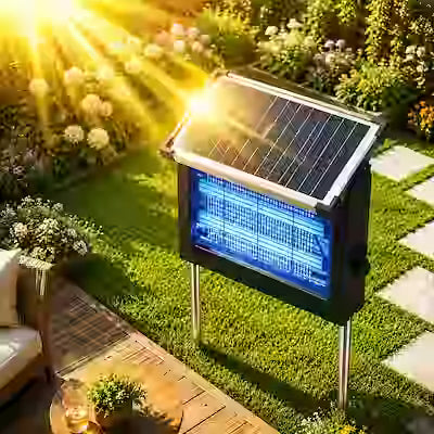 4500V Solar-Powered Bug Zapper with Automatic and Manual Modes, Rechargeable Portable Insect Trap