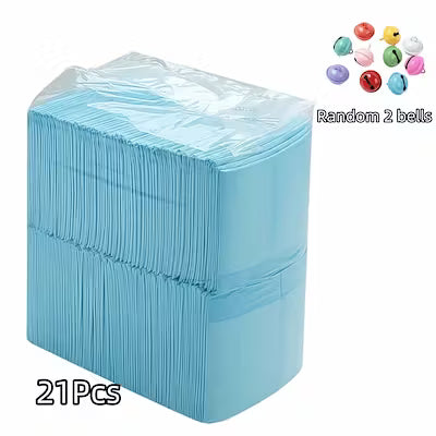 Disposable Super Absorbent Pet Training Mats – Leakproof Pack of 21 or 54 with 2 Random Bells for Small Pets