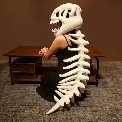Dinosaur skeleton costume onesie with plush spine headband