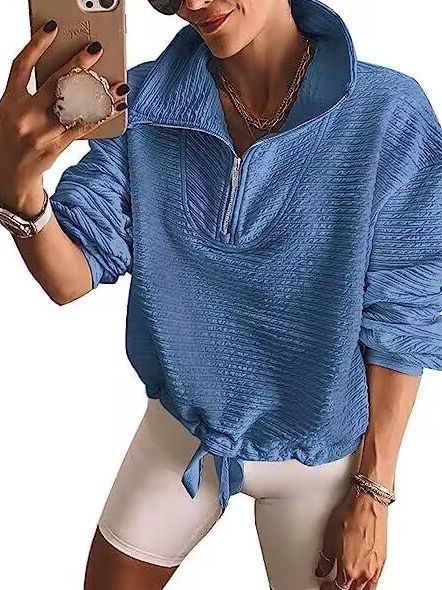 Women's Half-Zip Lapel Sweatshirt & Drawstring Pullover