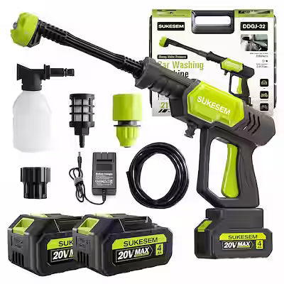Rechargeable portable high-pressure car washer with adjustable nozzle