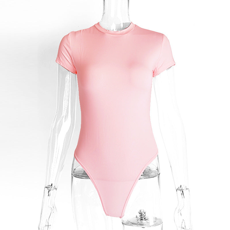Casual Women's Clothing Short-sleeved Jumpsuit Tight Jumpsuit