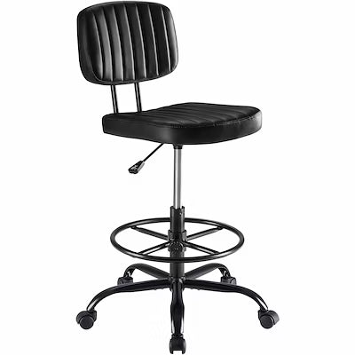Low-Back Armless Drafting Chair with Adjustable Footrest Ring