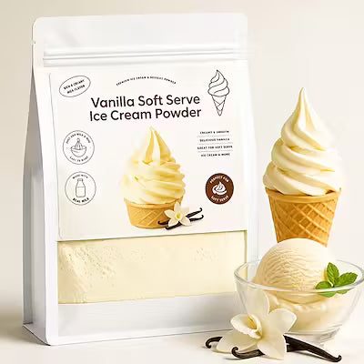 Vanilla Soft Serve Ice Cream Powder with Real Milk Base for Home & Commercial Machines
