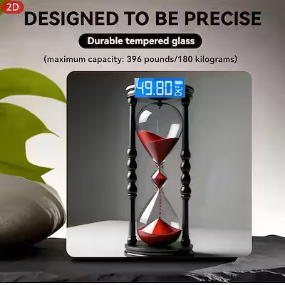 Transparent Glass Hourglass Thermometer with Red Sand and Black Supports – Indoor Temperature Display