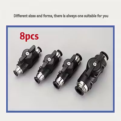 8-Piece Air Flow Control Valve Set (6 mm, 8 mm, 10 mm) with Push‑In Connectors