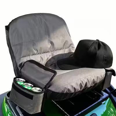 Riding lawn mower seat cover with cushion and sun hat – 600D Oxford fabric
