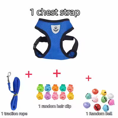 Breathable Mesh Pet Harness Set for Small Dogs and Cats