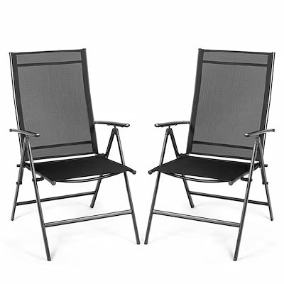 Set of 2 adjustable folding patio chairs for outdoor dining
