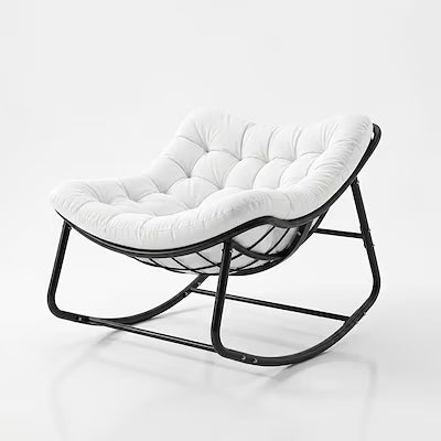 Ergonomic egg-shaped rocking chair with thick cushion for indoor and outdoor use