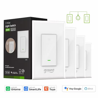 3-Way Wi-Fi Smart Light Switch with Scheduling Timer and Voice Control