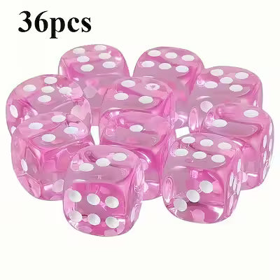 Set of 36 Pink 16 mm Gaming Dice – Board Game Accessories