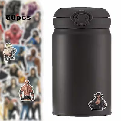 60-Piece Wrestling Sticker Set Featuring Popular Characters and Scenes