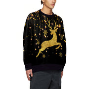 Festive Christmas Elk Print Crewneck Women's Sweater