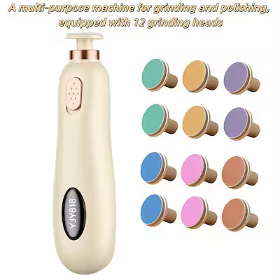 13-Piece Electric Nail Polishing and Trimming Kit with 12 Heads