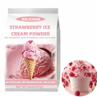 Strawberry Ice Cream Powder, 8 oz, for Soft Serve Machines