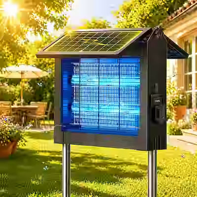 4500V Solar Bug Zapper – Dual Solar Panels, USB Charging, Auto On/Off, Outdoor Mosquito Killer