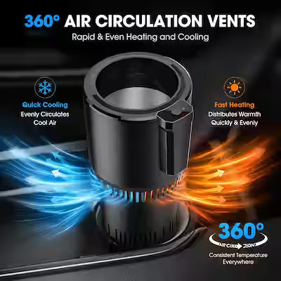 2026 High‑Performance Car Heated & Cooled Cup – 360° Air Circulation, USB Powered, Universal Cup‑Holder Fit, Anti‑Slip Base