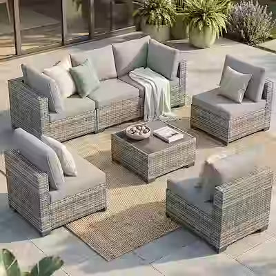All-weather outdoor sectional sofa set with coffee table