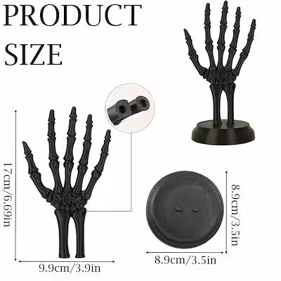 Gothic Skull Hand Jewelry Stand - Decorative Desktop Display for Rings and Necklaces