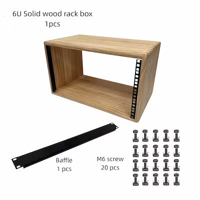 19‑Inch Solid Wood Rack Case – 6U Height, 11.8 Inches Depth, Suitable for Amplifiers, Receivers and Sequencers