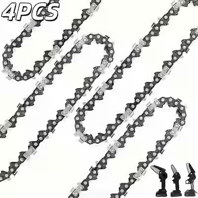 Set of 4 mini chainsaw chains, 4-inch 28-link replacement chains