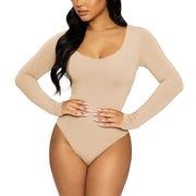Women's Slim-Fit U-Neck Long-Sleeve Jumpsuit
