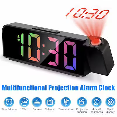Multifunctional LED projection alarm clock with colorful light