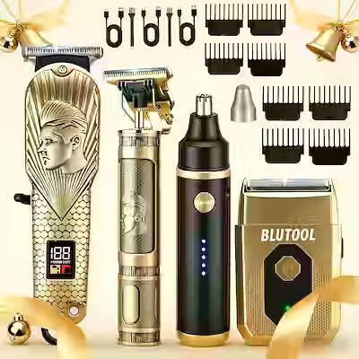 4-in-1 Cordless Rechargeable Grooming Kit for Hair, Beard, and Nose Trimming