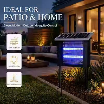 Square Solar-Powered Mosquito Repellent Lamp with Ground Stake, Silent Operation, IPX4 Waterproof