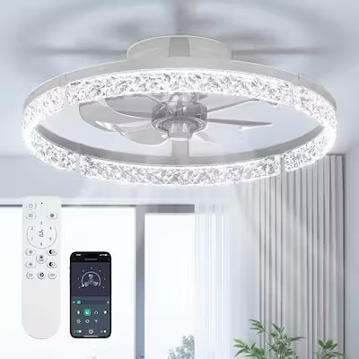 Modern 20-Inch LED Ceiling Fan with Adjustable Light and Reversible Airflow