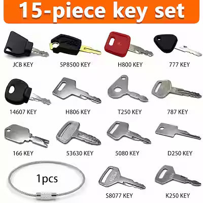 15-piece construction machinery replacement ignition key set