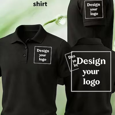 Customizable Men's Polo Shirt – Front Chest, Left Sleeve, and Back Print Options
