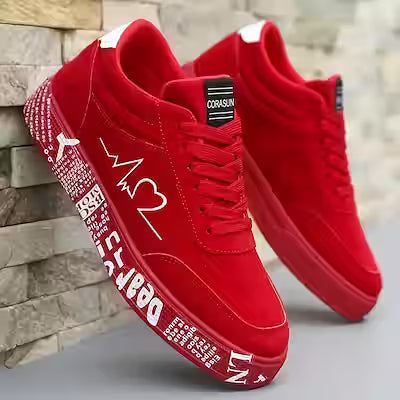 Men's Trendy Skateboarding Sneakers with Electrocardiogram Heart Pattern – Street‑Style All‑Season