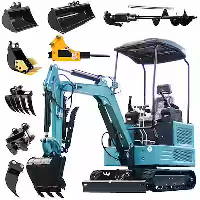 1.8-Ton Mini Crawler Excavator with Diesel Engine and 8 Attachments