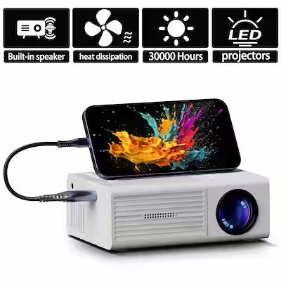 Portable 1080p projector with USB and remote control