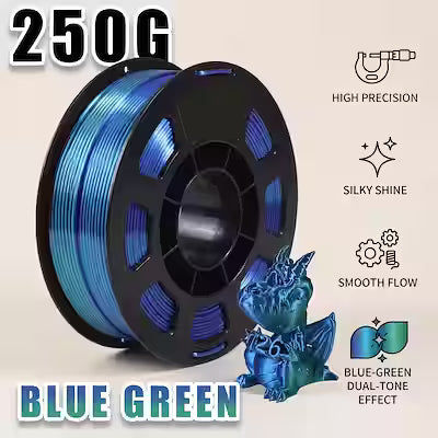 Premium Blue‑Green PLA 3D Printer Filament, 1.75 mm, High Toughness, +/- 0.02 mm Accuracy, Tangle‑Free, 250 g Spool