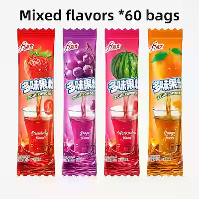 60-Bag Instant Fruit Drink Mix with Multi-Flavor Individual Sachets