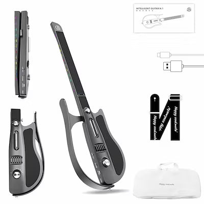 Portable Foldable Electric Smart Guitar with Built-in Drum Machine, Bassline, and Chord Generator
