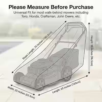 Heavy-duty lawn mower cover for push mowers, 420D/210D oxford cloth, all-weather protection